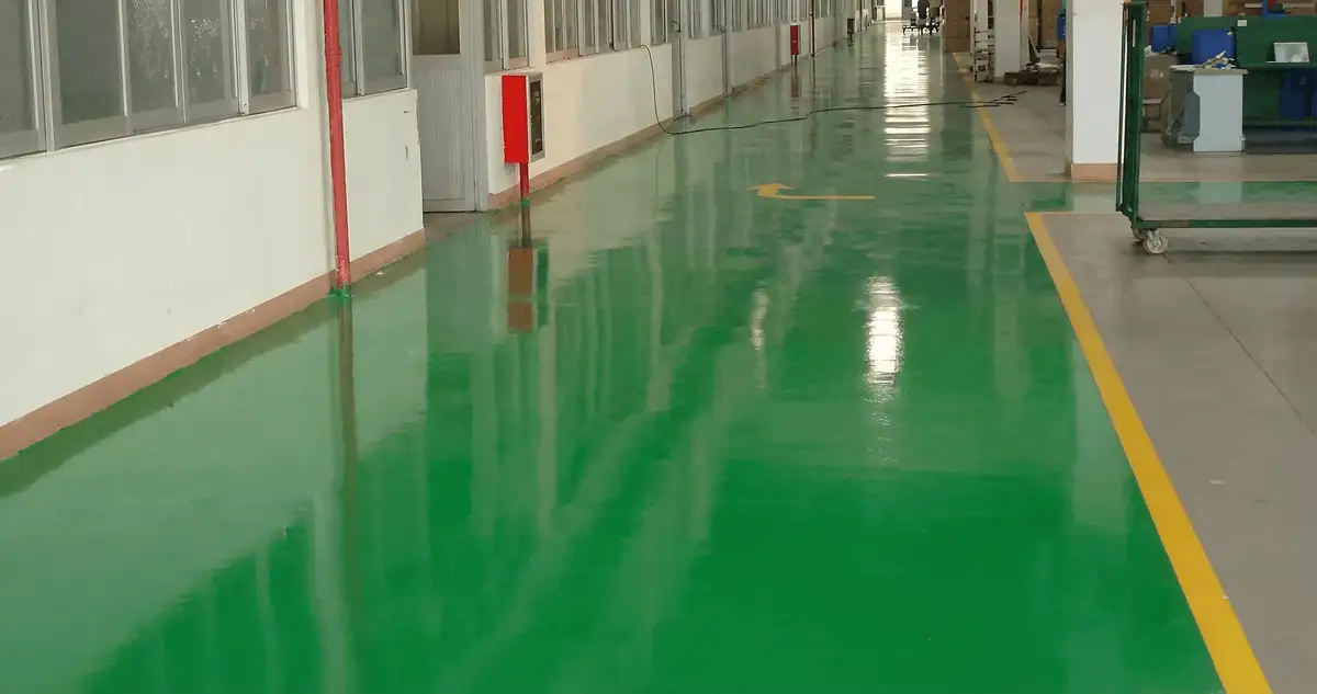 A factory floor professionally covered and marked with epoxy flooring in Lincoln, NE