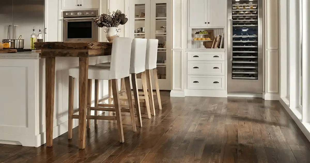 Professionally installed and refinished hardwood flooring in a residential home, showcasing smooth finish and natural wood tones in Lincoln, NE